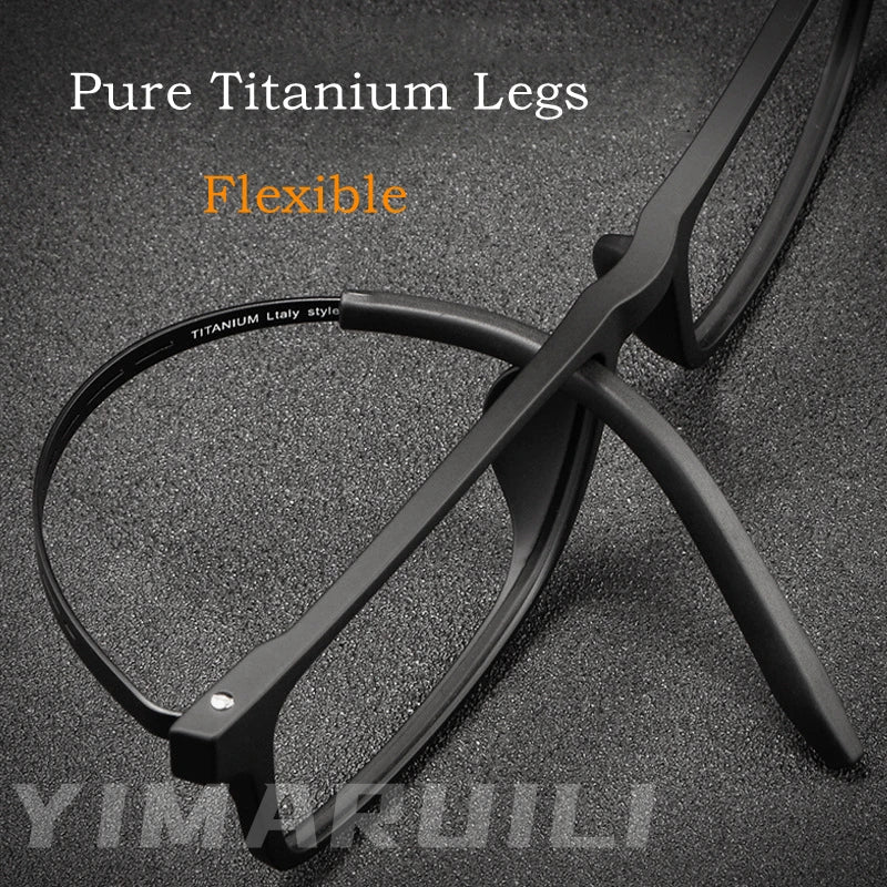 YIMARUILI Ultra-light Fashion TR90 Eyewear Women Pure Titanium Square Flexibl Optical Prescription Men's Eyeglasses Frames 8822T