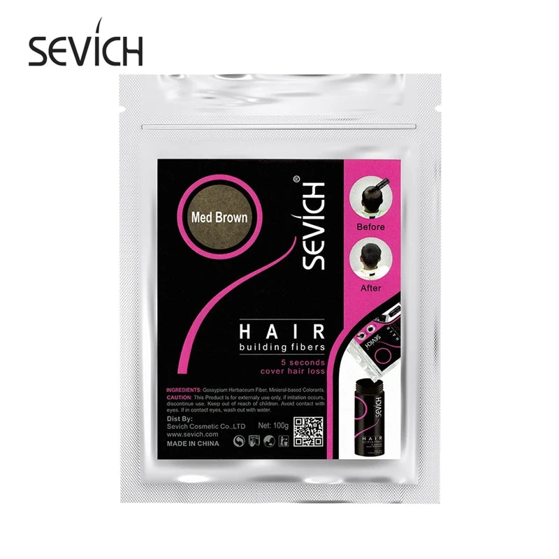 Sevich 100g Refill Bags Hair Extension Fiber Instant Cover Hair 10 Colors Keratin Hair Building Fiber Powder Dropshipping