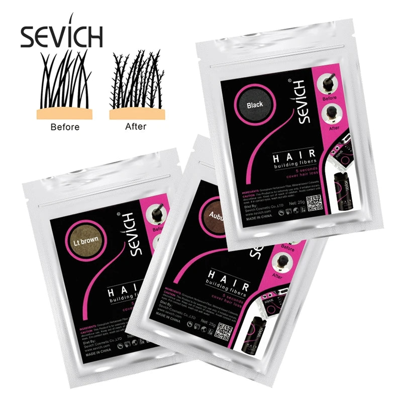 Sevich refill 100g hair fiber hair loss products hair building fibers powders thicken thin hair 10 colors keratin hair regrowth