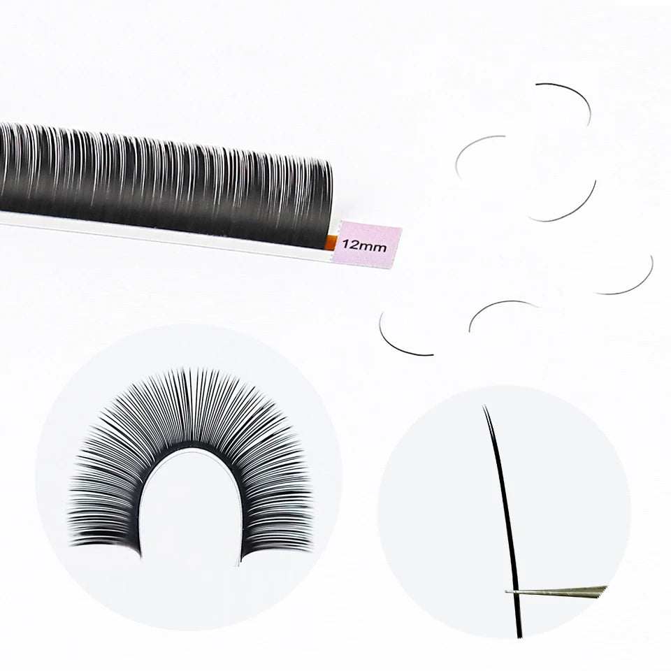 AGUUD B Curl 7mm Ellipse Flat Eyelash Extension Matte Split Tips Individual Flat Lashes Natural Soft False Eyelashes for Makeup