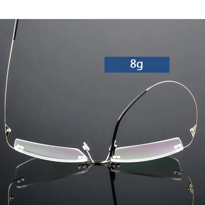 Anti Blue Light Folding Rimless Eyeglasses Optical Glasses Man Square stainless steel Lightweight Memory Titanium Spectacle