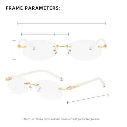 ZIROSAT 58069 Alloy Tint Lenses Myopia Glasses Reading Glasses Diamond Cutting Rimless Titanium Glasses Frame for Women