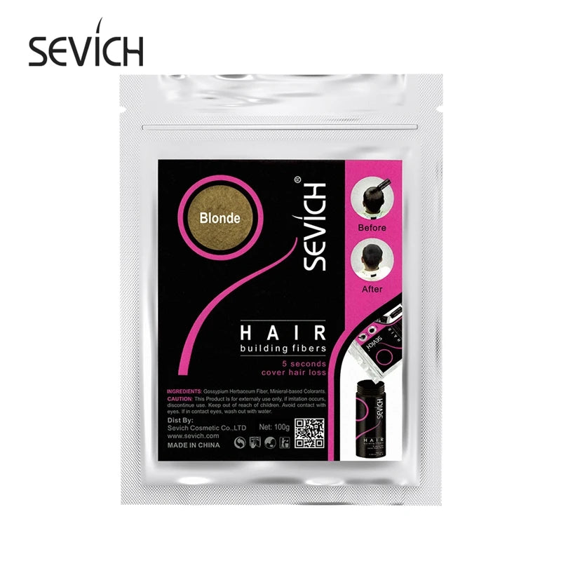 Sevich 100g Refill Bags Hair Extension Fiber Instant Cover Hair 10 Colors Keratin Hair Building Fiber Powder Dropshipping