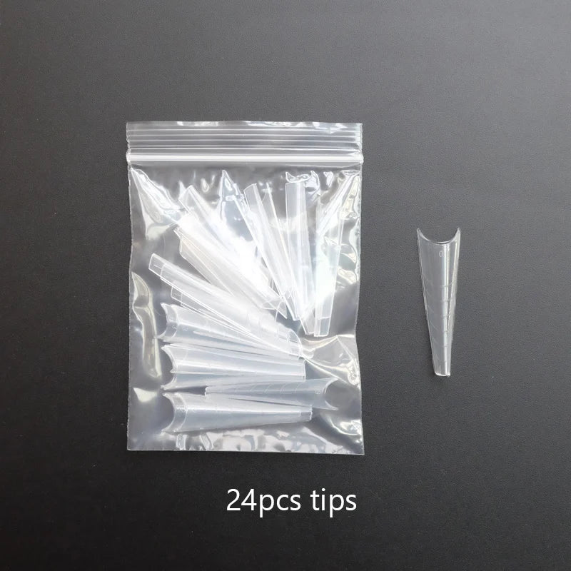 Forms for Nail Extension with Dual-Ended UV Gel Brush Nail Clips Dual Nail Extending Mold Quick Building Full Cover Nail Tips