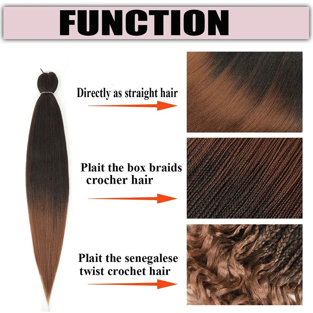 Pre Stretched Braiding Hair 16/20/22/26/30 Inch Low Temperature Fiber Synthetic Braiding Hair Extensions for Jumbo Crochet Braid