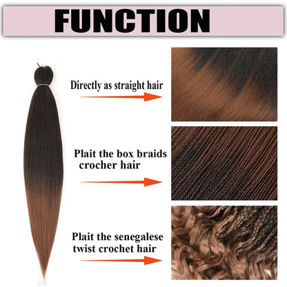 Pre Stretched Braiding Hair 16/20/22/26/30 Inch Low Temperature Fiber Synthetic Braiding Hair Extensions for Jumbo Crochet Braid