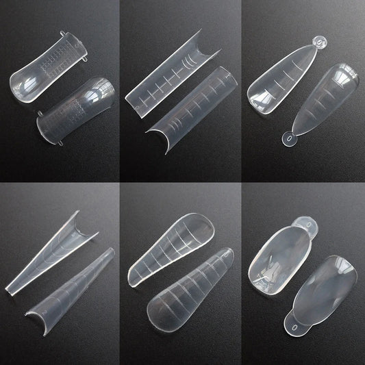Forms for Nail Extension with Dual-Ended UV Gel Brush Nail Clips Dual Nail Extending Mold Quick Building Full Cover Nail Tips
