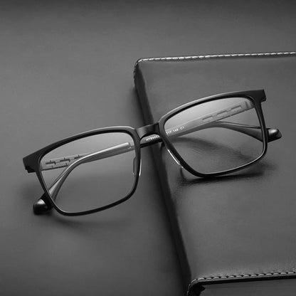 YIMARUILI Ultra-light Business Pure Titanium Square Glasses Frame Acetate Retro Optical Prescription Eyeglasses Men HT5022B