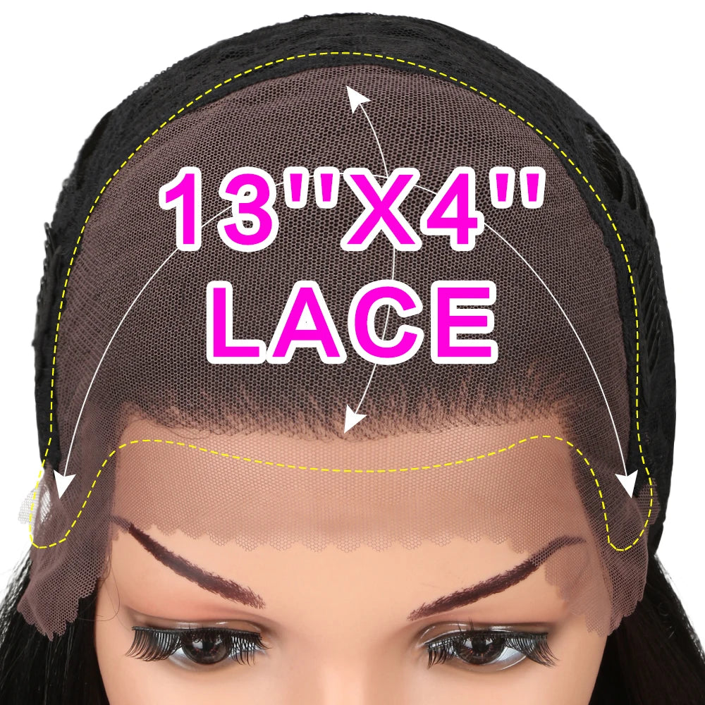 FASHION IDOL 13X4 Lace Front Wig For Women 32 Inch Heat Resistant Fiber Straight Wigs Blonde Natural Synthetic Wigs Cosplay Hair