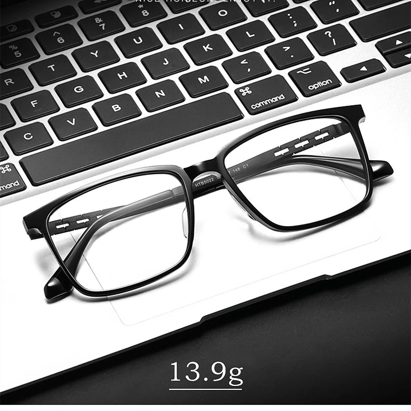 YIMARUILI Ultra-light Business Pure Titanium Square Glasses Frame Acetate Retro Optical Prescription Eyeglasses Men HT5022B