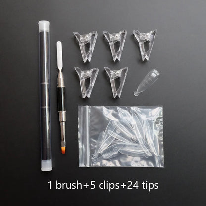 Forms for Nail Extension with Dual-Ended UV Gel Brush Nail Clips Dual Nail Extending Mold Quick Building Full Cover Nail Tips