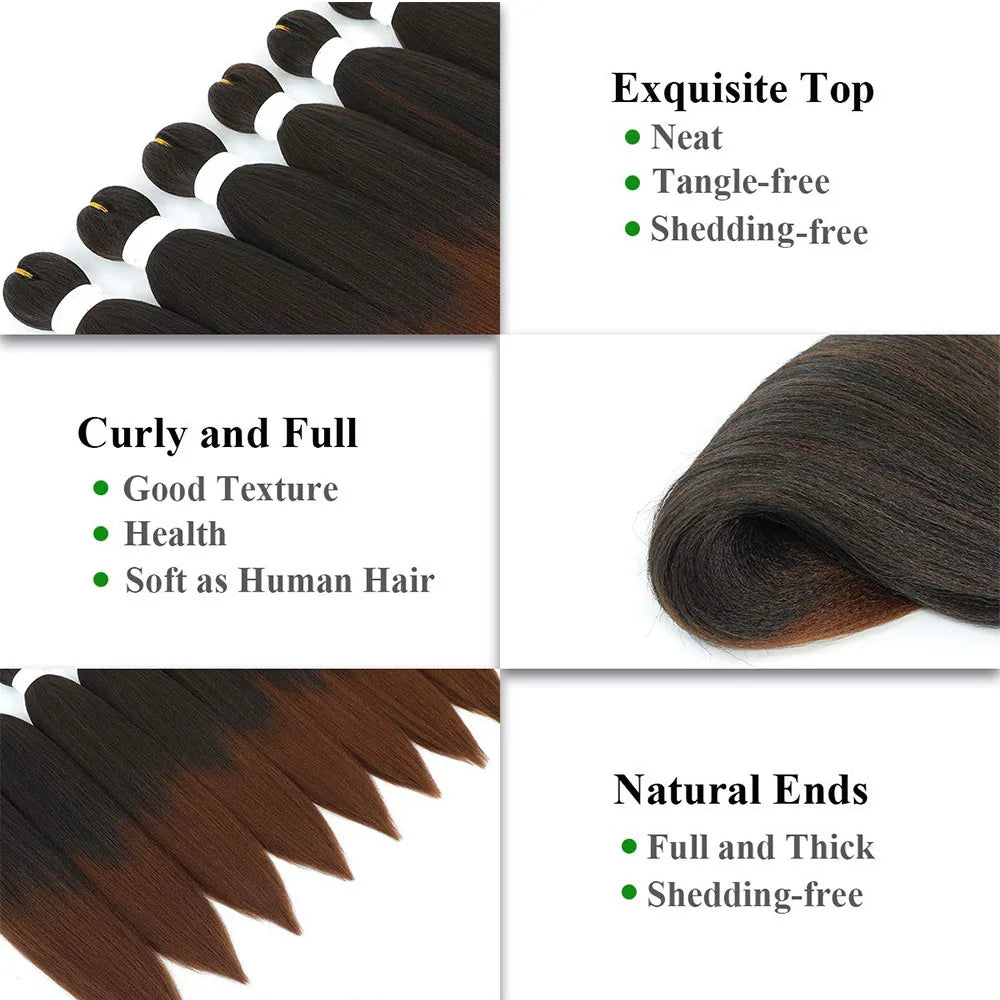 Pre Stretched Braiding Hair 16/20/22/26/30 Inch Low Temperature Fiber Synthetic Braiding Hair Extensions for Jumbo Crochet Braid