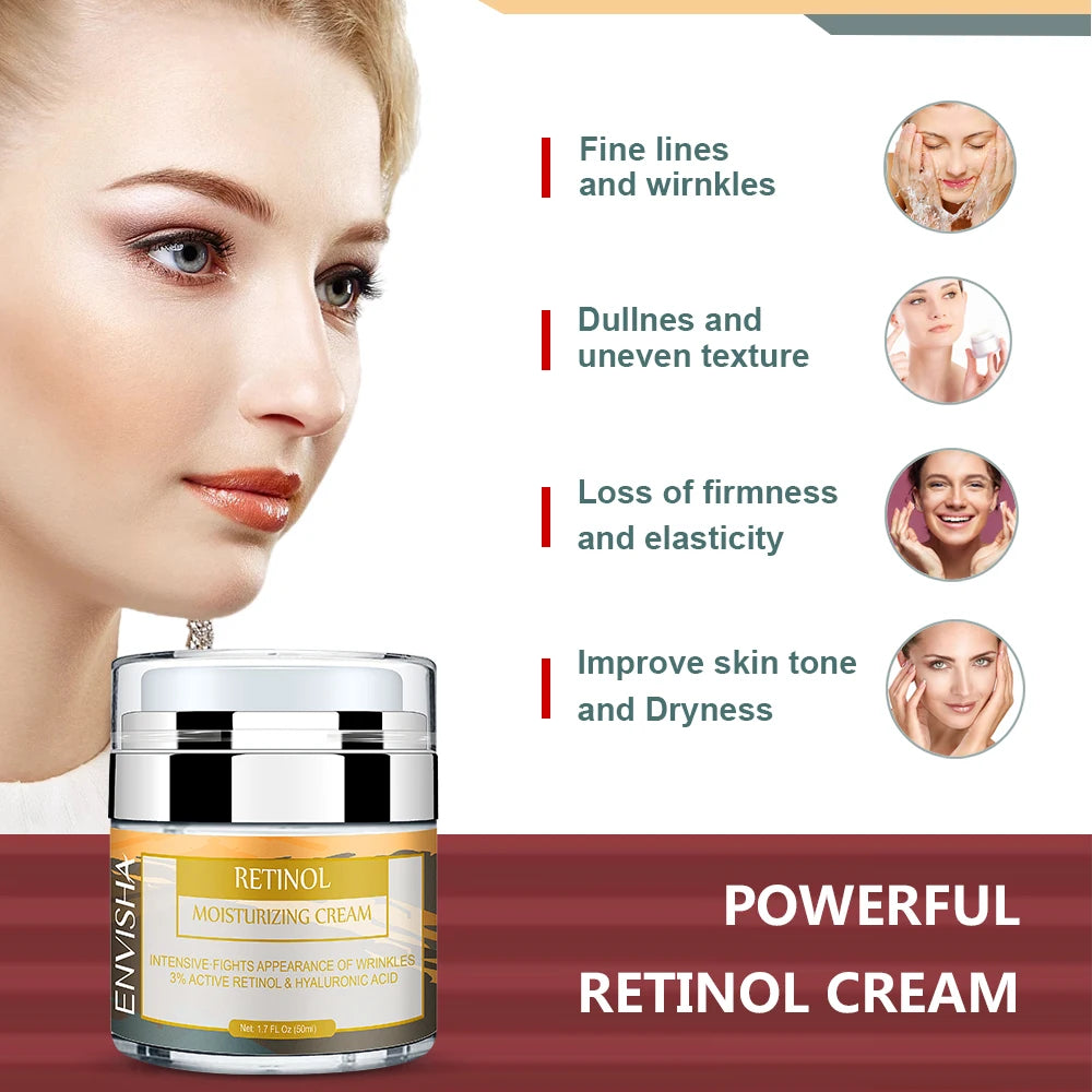 ENVISHA Face Cream Vitamin Retinol Moisturizer Hyaluronic Acid For Face Anti Aging Wrinkle Korean Skin Care Collagen Remove Acne