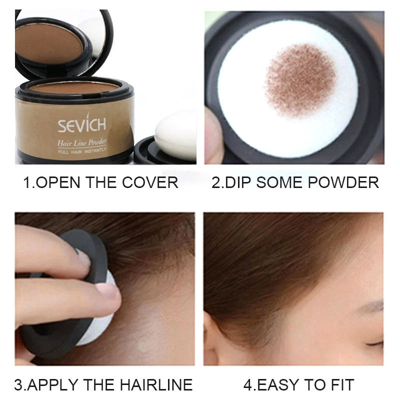 Sevich Hairline Powder 4g Hairline Shadow Powder Women Men Makeup Hair Concealer Natural Cover Unisex Hair Straightener Brush