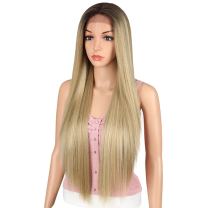 FASHION IDOL 13X4 Lace Front Wig For Women 32 Inch Heat Resistant Fiber Straight Wigs Blonde Natural Synthetic Wigs Cosplay Hair