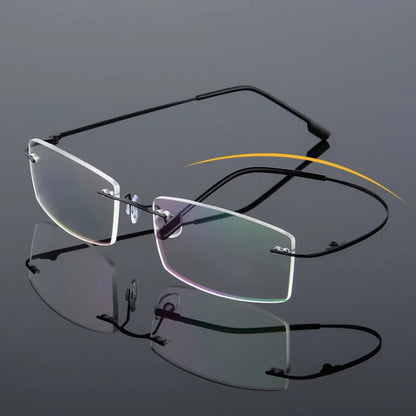 Anti Blue Light Folding Rimless Eyeglasses Optical Glasses Man Square stainless steel Lightweight Memory Titanium Spectacle