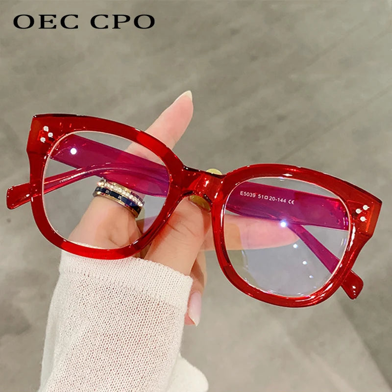 OEC CPO Fashion Optical Square Glasses Frames Women Men Retro Prescription Frames Clear Lens Glasses Ladies Eyeglasses Unisex