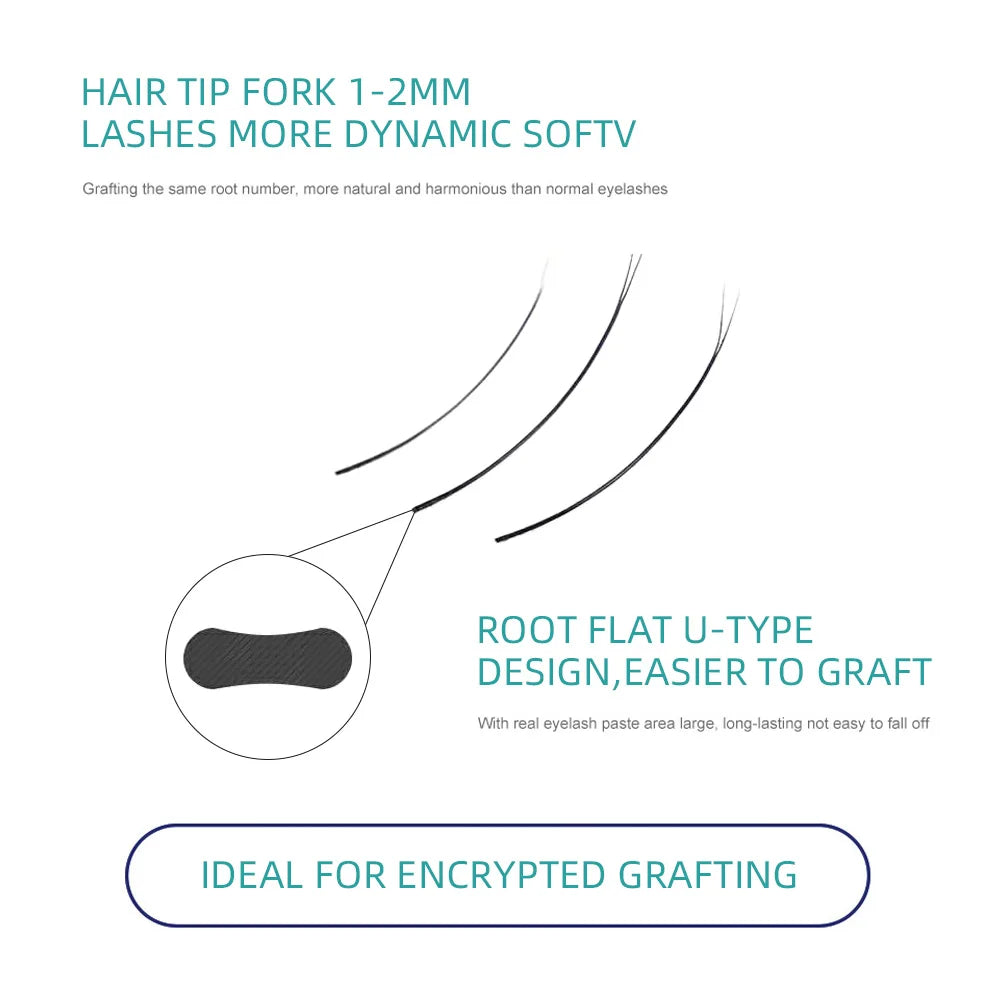 RUJADE Flat Ellipse Eyelash Split Tips Matte Black Super Soft Individual Eyelash 0.15 0.20 Single Classic False Eyelash Supplies