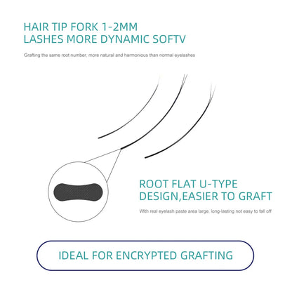 RUJADE Flat Ellipse Eyelash Split Tips Matte Black Super Soft Individual Eyelash 0.15 0.20 Single Classic False Eyelash Supplies