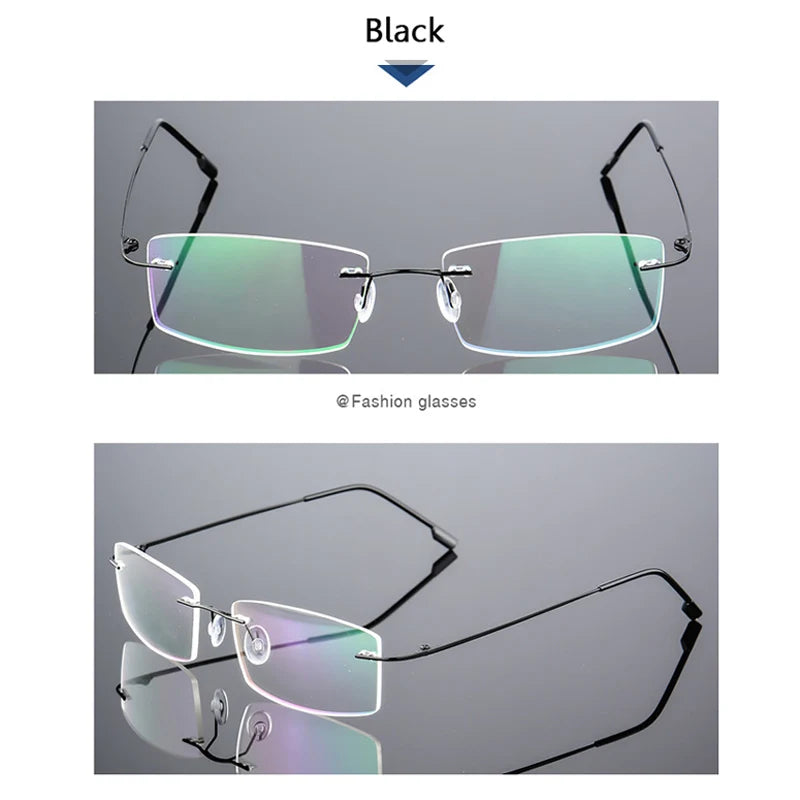 Anti Blue Light Folding Rimless Eyeglasses Optical Glasses Man Square stainless steel Lightweight Memory Titanium Spectacle