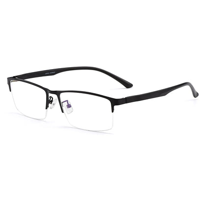 Men Titanium Alloy Semi Rimless Eyeglasses Frame For Men Prescription Eyewear Flexible TR90 Legs IP Electroplating S61001