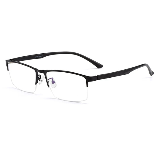Men Titanium Alloy Semi Rimless Eyeglasses Frame For Men Prescription Eyewear Flexible TR90 Legs IP Electroplating S61001