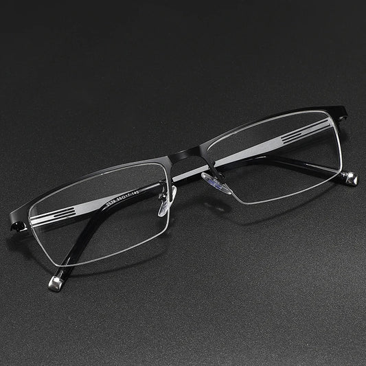 BCLEAR Titanium Alloy Glasses Frame Men Ultralight Square Myopia Prescription Eyeglasses Metal Half Rim Optical Frame Eyewear