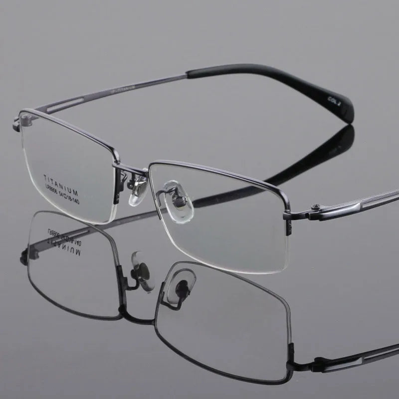 BCLEAR Optical Men Titanium Eyeglasses Frames Men Eyewear Flexible Temples Legs IP Electroplating Business Half Rim Spectacles
