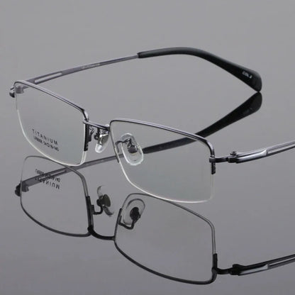 BCLEAR Optical Men Titanium Eyeglasses Frames Men Eyewear Flexible Temples Legs IP Electroplating Business Half Rim Spectacles