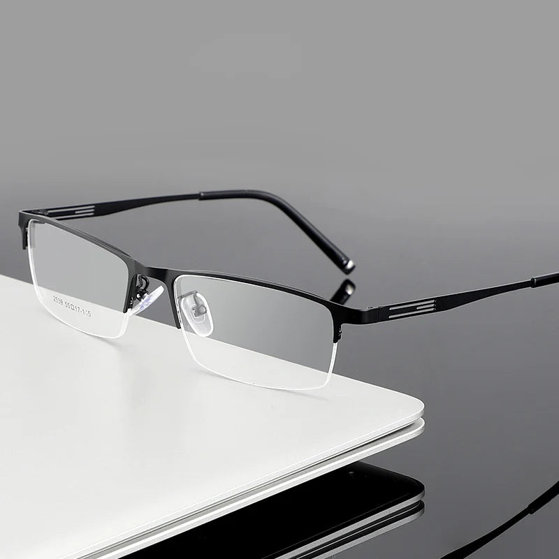 BCLEAR Titanium Alloy Glasses Frame Men Ultralight Square Myopia Prescription Eyeglasses Metal Half Rim Optical Frame Eyewear