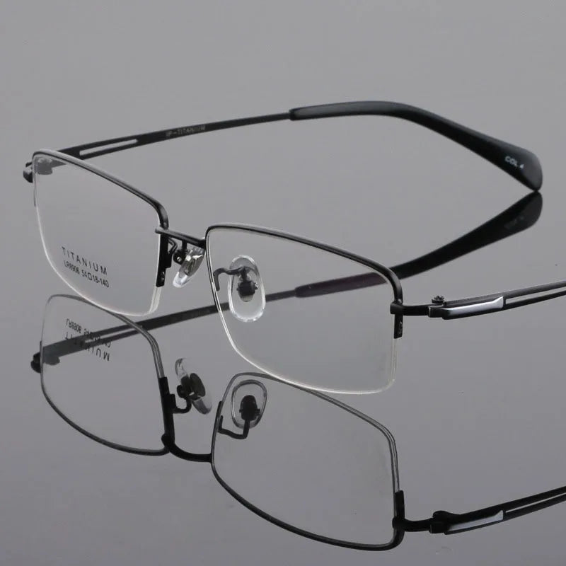 BCLEAR Optical Men Titanium Eyeglasses Frames Men Eyewear Flexible Temples Legs IP Electroplating Business Half Rim Spectacles