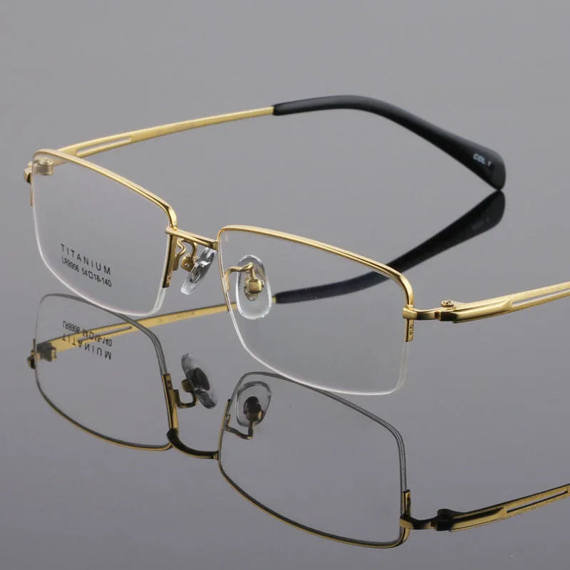 BCLEAR Optical Men Titanium Eyeglasses Frames Men Eyewear Flexible Temples Legs IP Electroplating Business Half Rim Spectacles