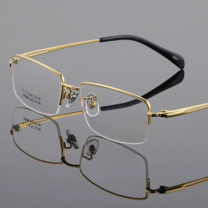 BCLEAR Optical Men Titanium Eyeglasses Frames Men Eyewear Flexible Temples Legs IP Electroplating Business Half Rim Spectacles