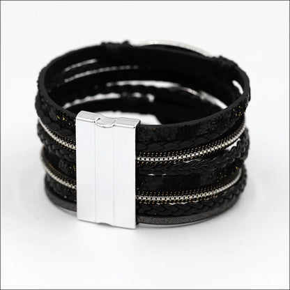 VONNOR Women Bracelet Jewelry Multilayer Leather Rope Chain Alloy Inlaid Rhinestone Bracelets Female Accessories Dropshipping