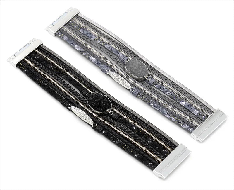 VONNOR Women Bracelet Jewelry Multilayer Leather Rope Chain Alloy Inlaid Rhinestone Bracelets Female Accessories Dropshipping