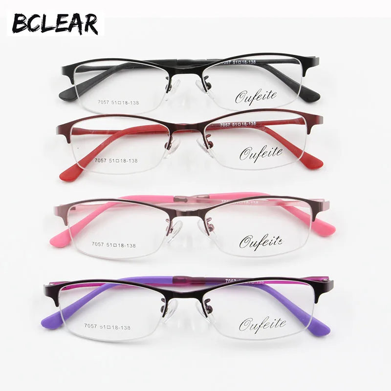 BCLEAR 2018 New Designer Women's Spectacles Frames Clear Fashion Optical Glasses Frame Female Alloy Half Rim Eyeglasses 4 Colors