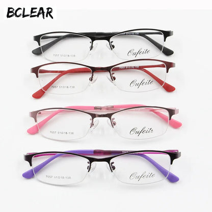 BCLEAR 2018 New Designer Women's Spectacles Frames Clear Fashion Optical Glasses Frame Female Alloy Half Rim Eyeglasses 4 Colors