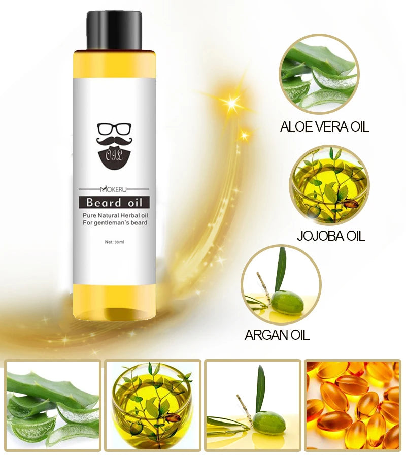 Mokeru 2pcs/Lot Natural Organic Beard Growth Oil Men Anti Hair Loss Beard Oil Growing Leave-In Conditioner Essential Oil