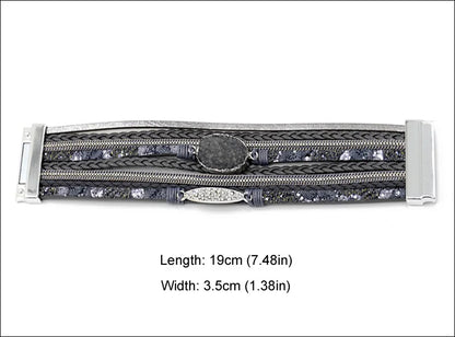 VONNOR Women Bracelet Jewelry Multilayer Leather Rope Chain Alloy Inlaid Rhinestone Bracelets Female Accessories Dropshipping