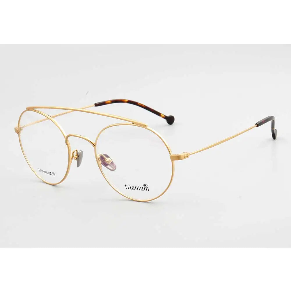 YOUTOP Men's Women's Pure Titanium Round Double Bridge Full-rim Optical Eyeglasses Frames 9145
