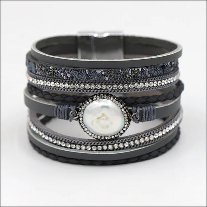 VONNOR Women Bracelet Jewelry Multilayer Leather Rope Chain Alloy Inlaid Rhinestone Bracelets Female Accessories Dropshipping