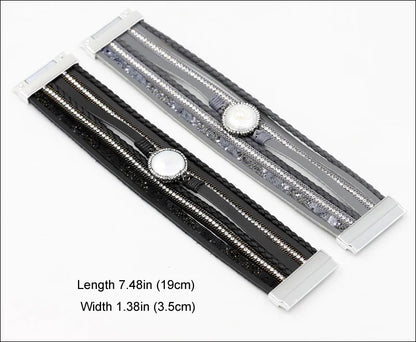 VONNOR Women Bracelet Jewelry Multilayer Leather Rope Chain Alloy Inlaid Rhinestone Bracelets Female Accessories Dropshipping