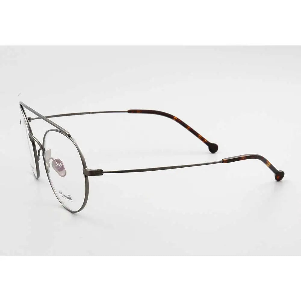 YOUTOP Men's Women's Pure Titanium Round Double Bridge Full-rim Optical Eyeglasses Frames 9145