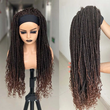 26 Inch Long Ombre Headband Dreadlock Wig Synthetic Hair Crochet Braid Wig Heat Resistant Wigs For Black Women Men In Daily