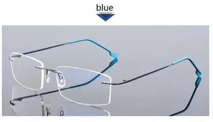 Anti Blue Light Folding Rimless Eyeglasses Optical Glasses Man Square stainless steel Lightweight Memory Titanium Spectacle