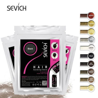 Sevich 100g Refill Bags Hair Extension Fiber Instant Cover Hair 10 Colors Keratin Hair Building Fiber Powder Dropshipping