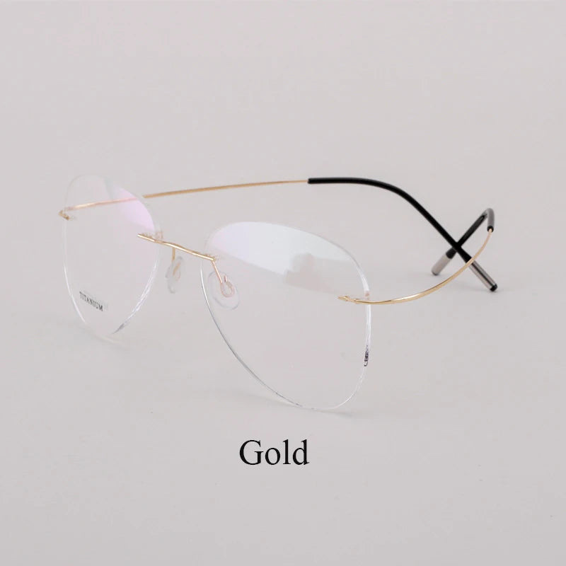 BCLEAR Titanium Alloy Glasses Frame Men 2022 New Women Rimless Prescription Pilot Eyeglasses Myopia Optical European Eyewear