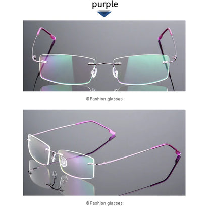 Anti Blue Light Folding Rimless Eyeglasses Optical Glasses Man Square stainless steel Lightweight Memory Titanium Spectacle