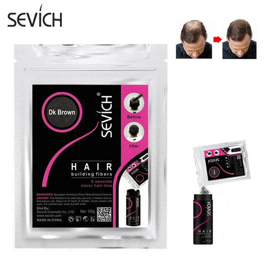 Sevich 10 colors hair fiber thicken powder 100g refill bag hair loss products hair building fibers powders
