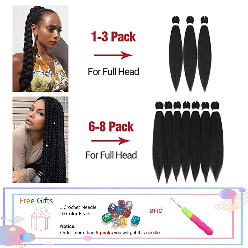 Pre Stretched Braiding Hair 16/20/22/26/30 Inch Low Temperature Fiber Synthetic Braiding Hair Extensions for Jumbo Crochet Braid